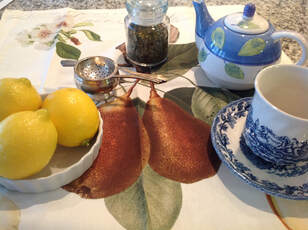 tea and herbs on table